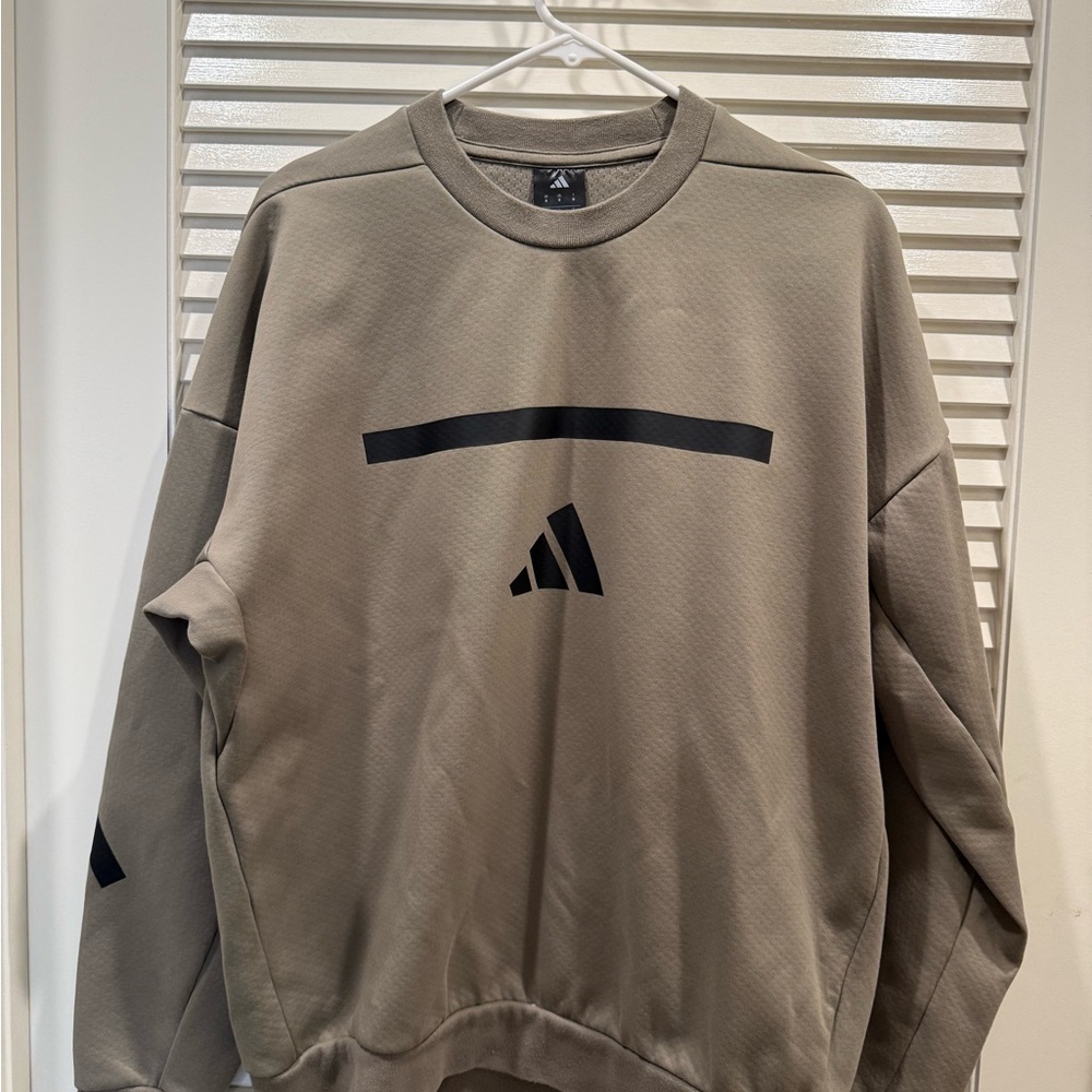 adidas Men’s Crewneck Sweatshirt in Olive Green with Black Logo